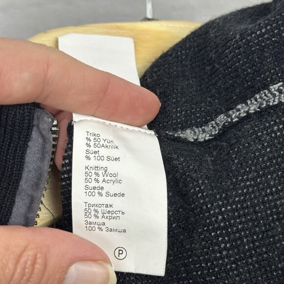 Enrico Rossini Wool Blend 1/4 Quarter Zip Men’s XL Sweater Elbow Patches Gray - Picture 14 of 16